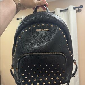 Michael Kors Black and Gold Studded Backpack